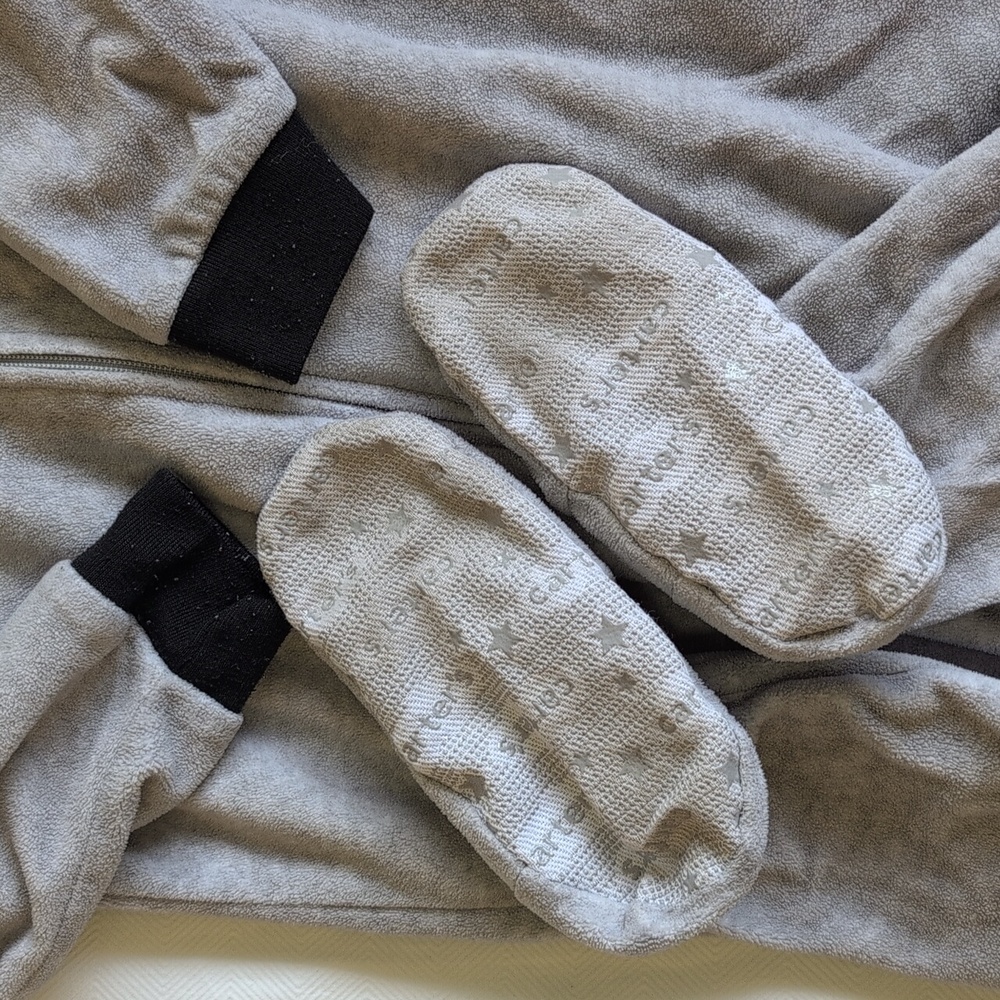 carter's gray raccoon fleece zipper footie sleeper pajamas 3T toddler boys - Picture 3 of 6